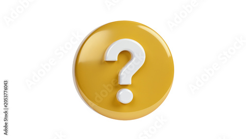 Quadro su tela Yellow circle with white question mark symbol