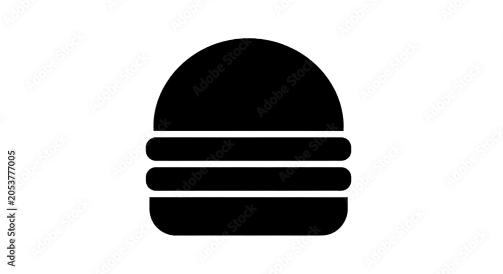 Fototapeta premium Minimal black silhouette icon, simple flat vector, bold black shape, no, no shading simple flat black hamburger icon on a, flat icon style