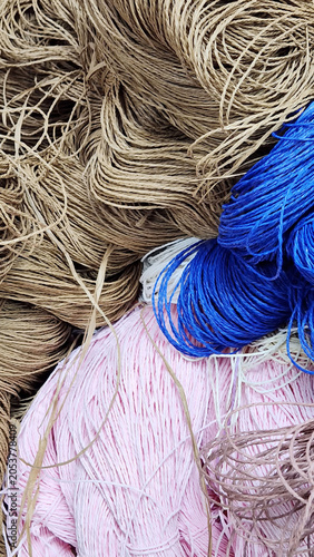 Types of yarn include: Cotton Yarn, Wool Yarn, Silk Yarn, Linen Yarn, Bamboo Yarn, Polyester Yarn, Nylon (Polyamide) Yarn, Acrylic Yarn, Viscose (Rayon) Yarn, Elastane (Lycra/Spandex), Sewing Thread, 