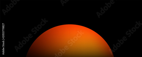 Glowing orange planet sphere isolated on black background, abstract cosmic celestial body or hot sun star 3d illustration