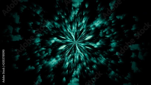Abstract Animation of Glowing Energy Explosion in Green Expanding Outward looping