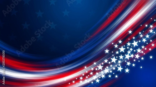 Abstract american flag background with red white and blue waves
