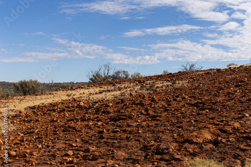 Schilderij op canvas Red earth soil view in Northern Territory area, Australia.