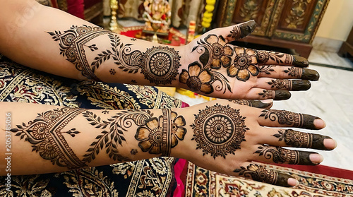 Hands with intricate henna designs