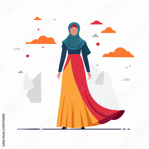 Woman in Hijab and Colorful Dress