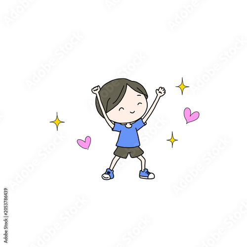 Cute man character doing jumping jack illustration from Sport Series, transparent PNG background