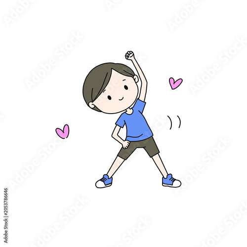 Cute man character doing warm-up illustration from Sport Series, transparent PNG background