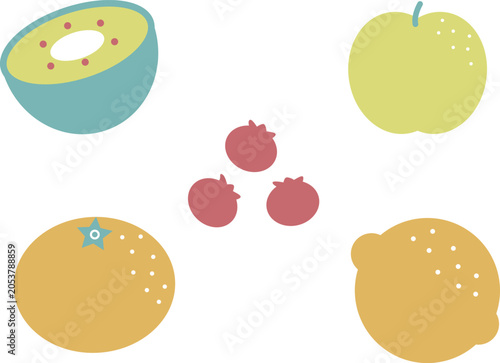 Hand‑Drawn Mixed Fruit Set Icon Illustration