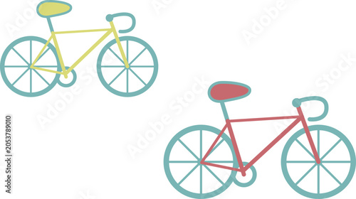 Hand‑Drawn Cute Red and Green Bicycles Icon Illustration