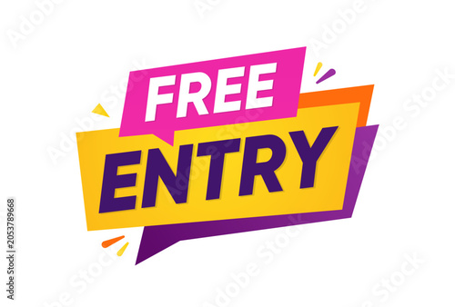 Free Entry Banner Template – Modern Promotional Badge Vector