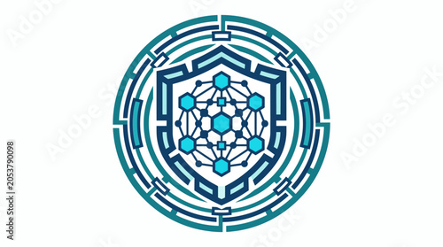 Teal molecular structure in a maze.