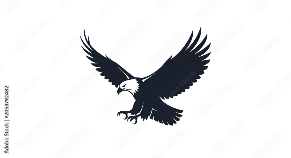 Fototapeta premium A silhouette of a majestic bird in flight, wings outstretched, depicted in a minimalist style