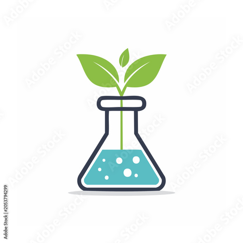 Plant Growth in Flask Flat Design Vector