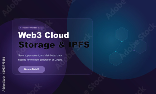 Web3 cloud storage and ipfs decentralized data concept