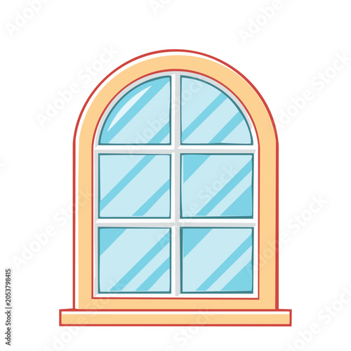 Cartoon arched window vector illustration