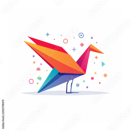 Colorful Origami Bird Illustration