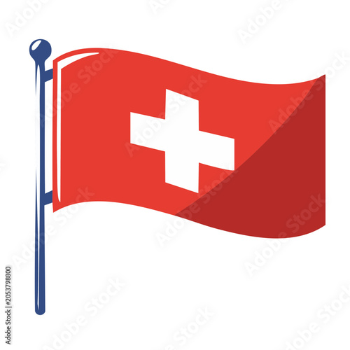 Swiss Flag Flat Design Vector
