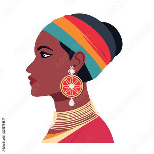 Woman Portrait with Headscarf and Jewelry