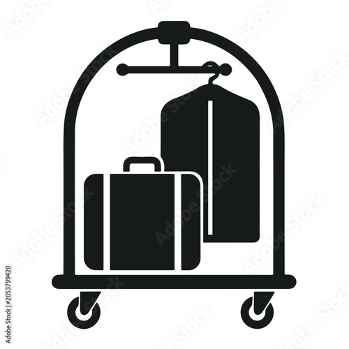 icon hotel luggage cart vector illustration