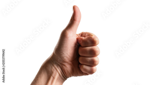 Fotografie Human hand showing thumbs up gesture skin texture, clear skin