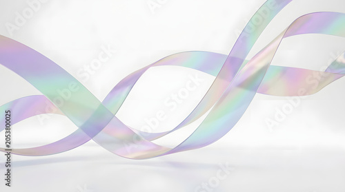 Holographic ribbons on white background