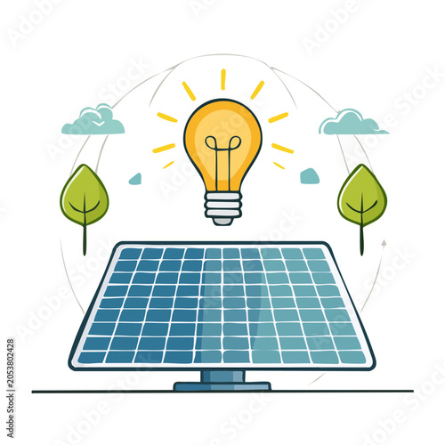 Light Bulb and Solar Panel Illustration