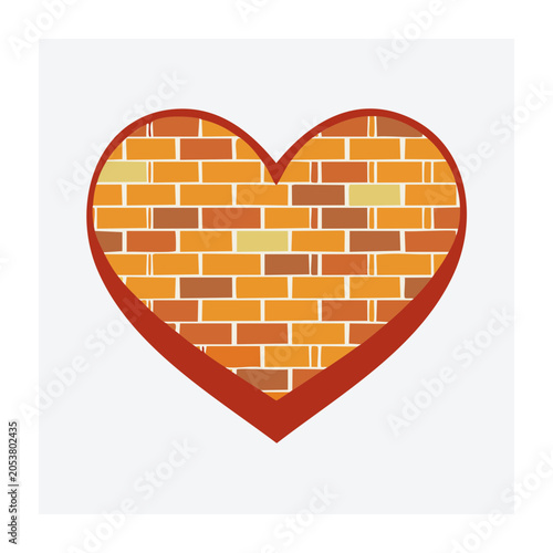 Heart Shape Brick Wall Flat Design