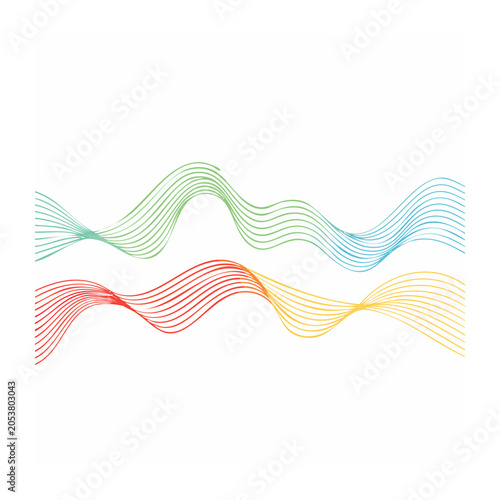 Colorful wave lines illustration on white background