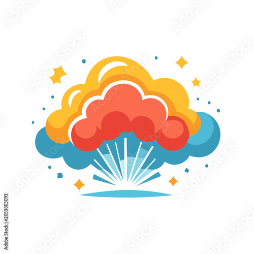 Explosion Cloud with Stars and Rays