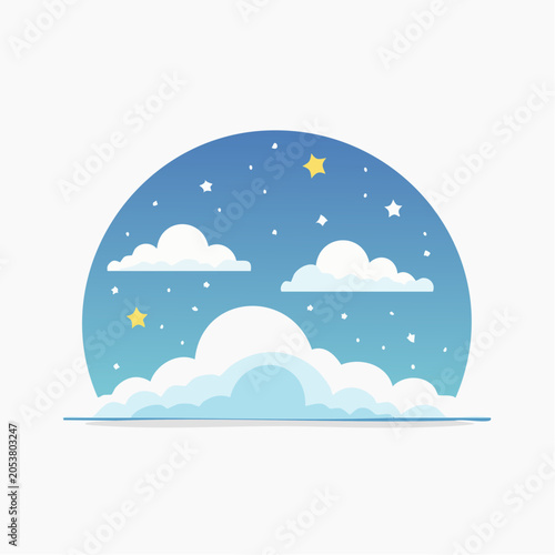 Stylized Night Sky with Clouds and Stars