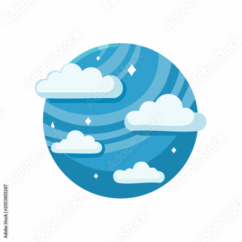 Stylized Planet with Clouds and Stars