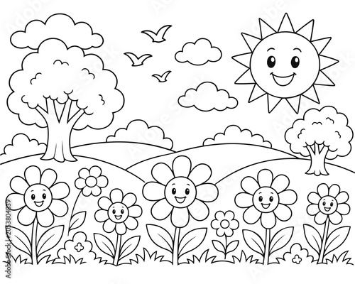  Colouring Page - Black and White Line Art for Kids 