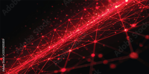 Canvastavla Abstract red background with glowing lines, vibrant fractal art, and a bright la