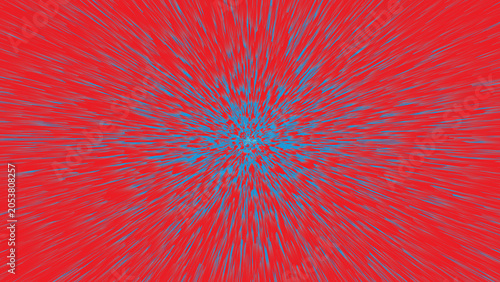 Фотография Abstract radial burst of thin blue lines emanating from a central point against
