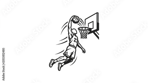 Bild auf Leinwand Basketball player performing a slam dunk in a game.