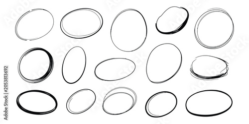 Scribble Circle Frames with Organic Doodle Rings and Hand Drawn Sketch Elements for Design Use