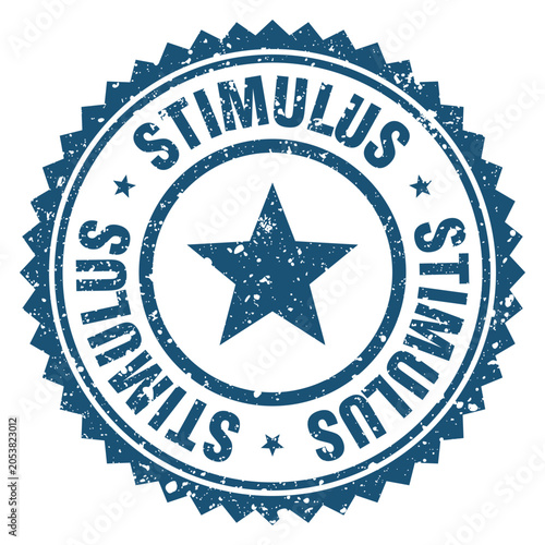 Tableau sur toile stimulus blue grunge round stamp. stimulus stamp