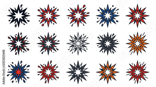 Slika na platnu Collection of Starburst Explosions Graphic Elements.