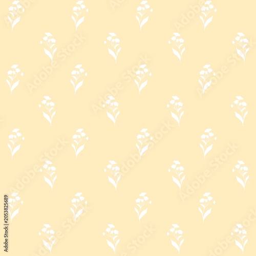 Seamless Pattern design of small flowers on a soft yellow background 