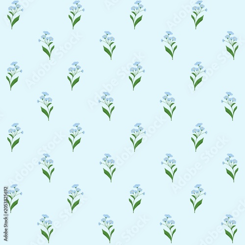 Simple Floral pattern design in light blue background with small flowers