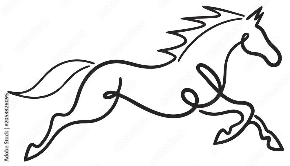Fototapeta premium White Horse Vector Illustration with Tribal Silhouette Design