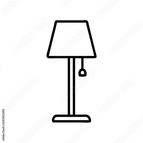 Minimalist black floor lamp isolated on white background vector illustration