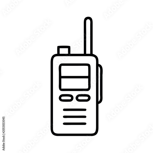 Black and White Walkie Talkie Communication Device Isolated on White Background