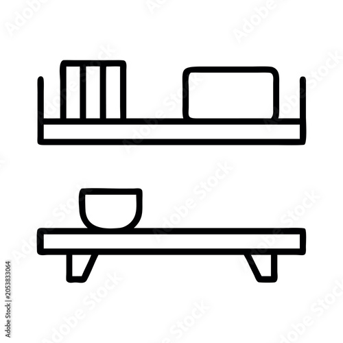 Minimalist wall-mounted shelf with geometric design and empty space in modern interior