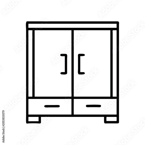 Minimalist empty wardrobe closet with open doors in flat design style