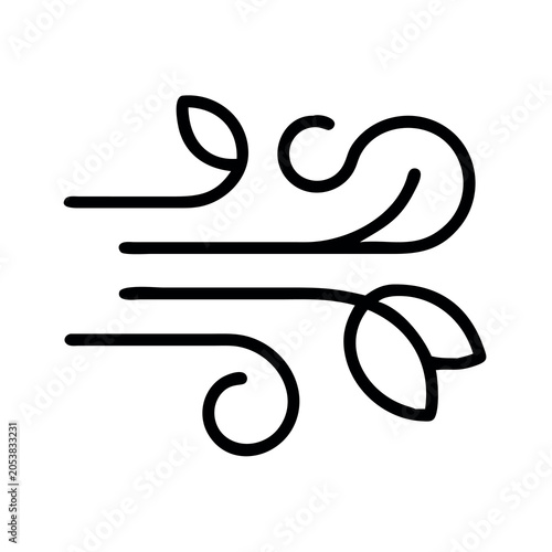 Hand Drawn Black Wind Swirl Icon on White Background Minimalist Line Art