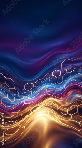 Abstract Digital Wave Forms with Hexagonal Network, Cosmic Energy Flow