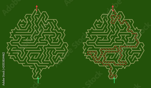 Obraz na plátně Holiday maze worksheet vector, Christmas labyrinth printable sheet in the shape