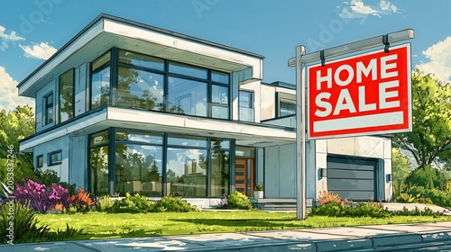 Modern home gleams under sunny skies