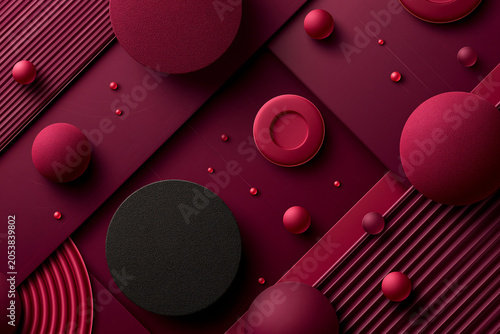 Shapes and patterns in dark red and black colors